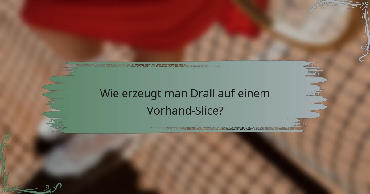 Wie erzeugt man Drall auf einem Vorhand-Slice?