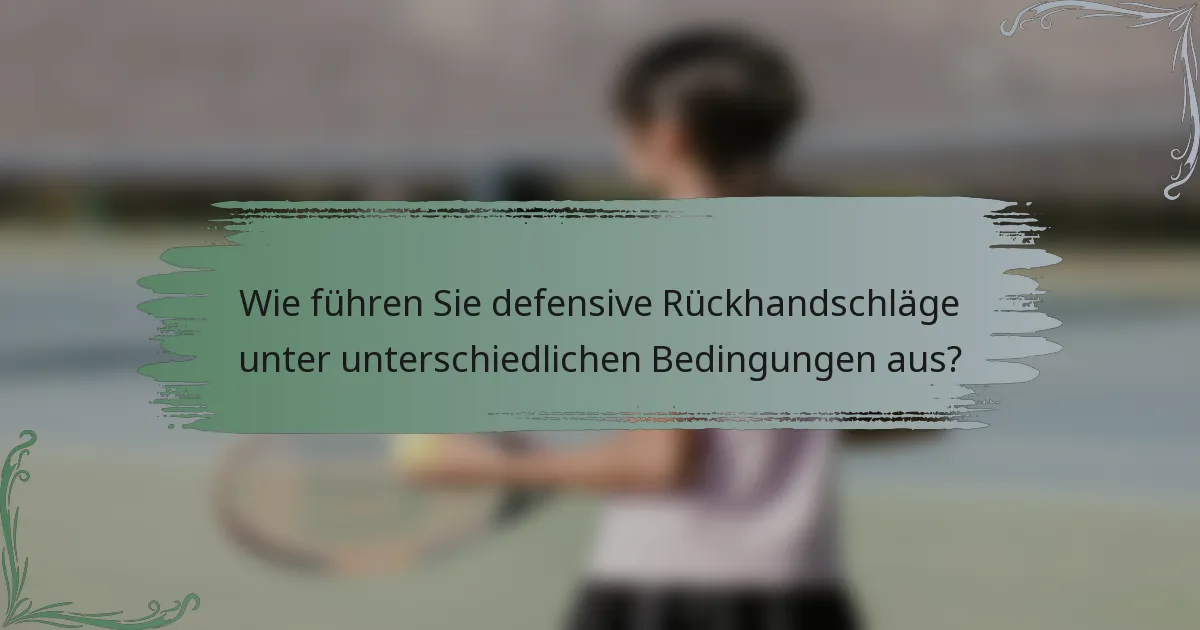 Wie führen Sie defensive Rückhandschläge unter unterschiedlichen Bedingungen aus?