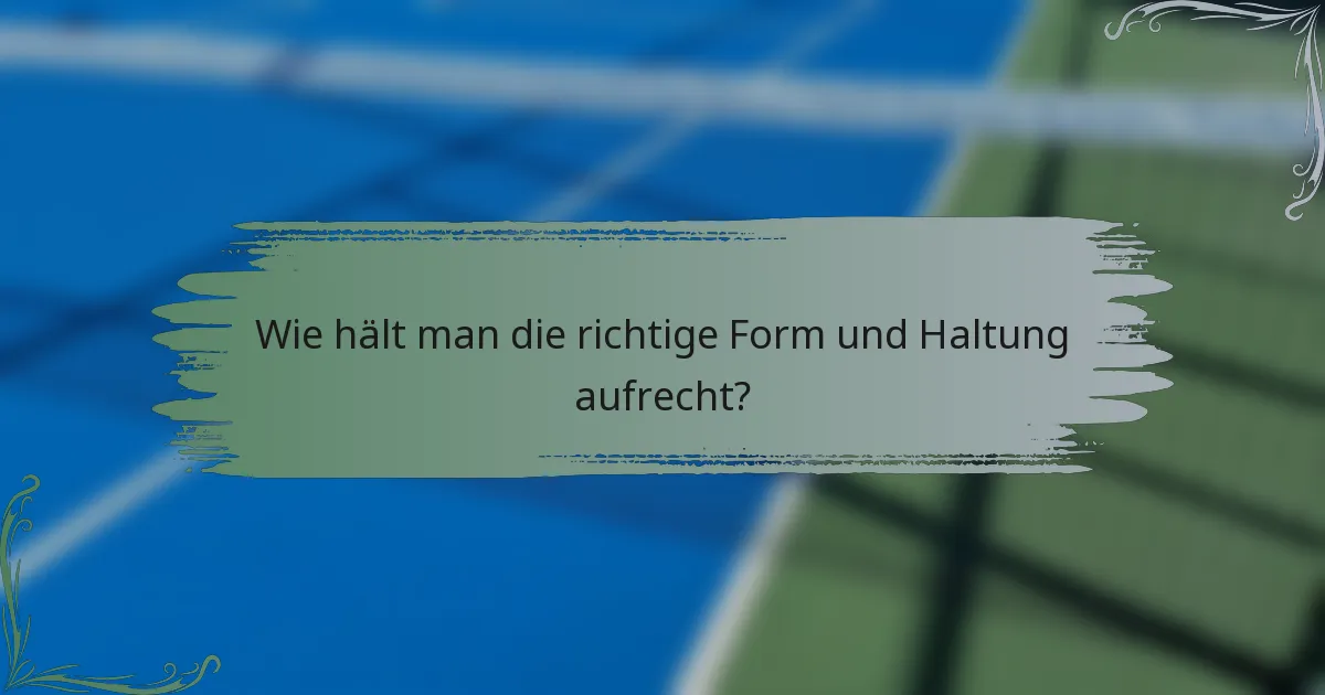 Wie hält man die richtige Form und Haltung aufrecht?