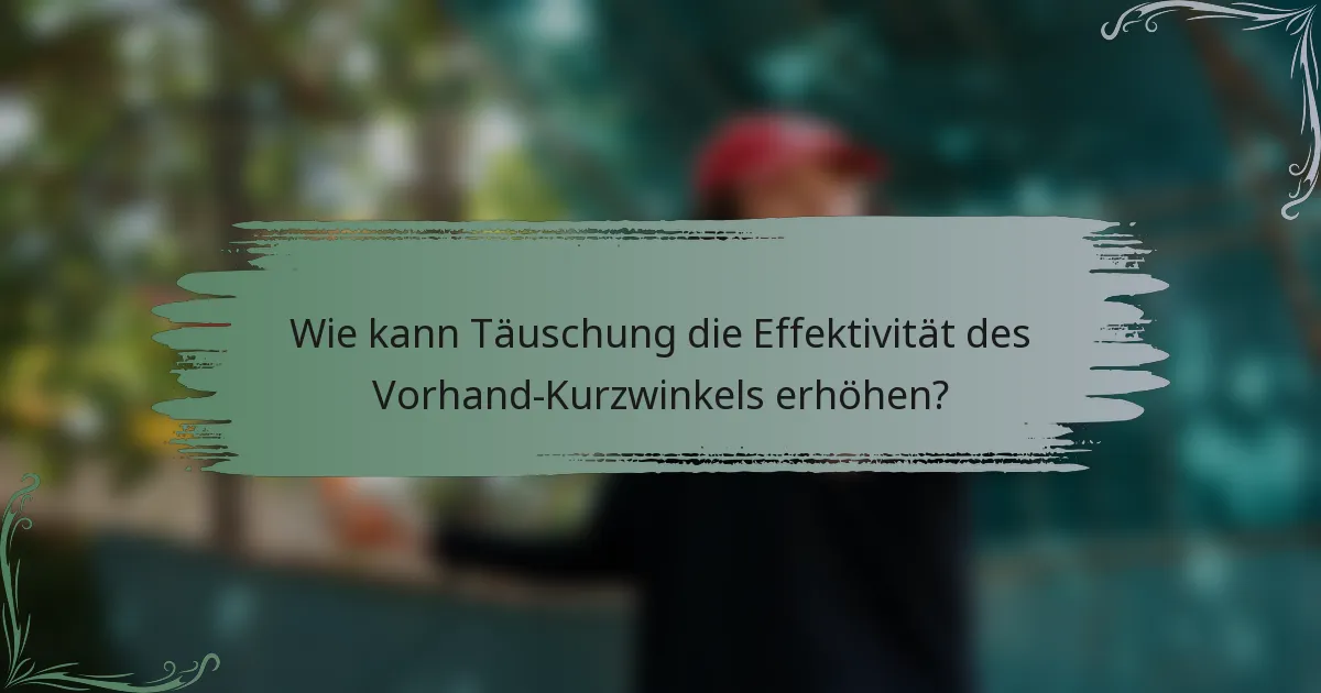 Wie kann Täuschung die Effektivität des Vorhand-Kurzwinkels erhöhen?